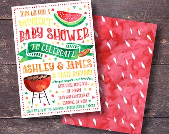 Watermelon Baby Shower Invitation Bbq Baby Shower Invitation Etsy Watermelon Baby Shower Invitation Bbq Baby Shower Invitation Etsy