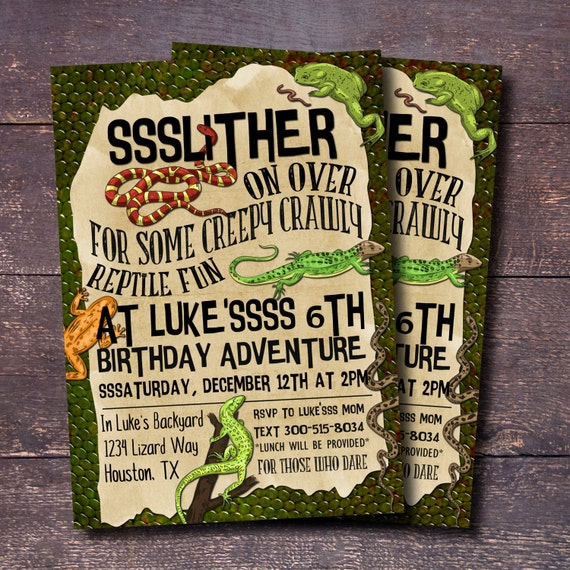 Reptile Party Invitation Boys Birthday Invitation Reptile Etsy