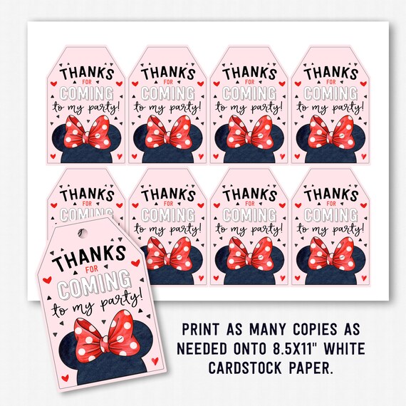 Minnie Mouse Favor Tags Printable Minnie Favor Tags Minnie | Etsy Hong Kong