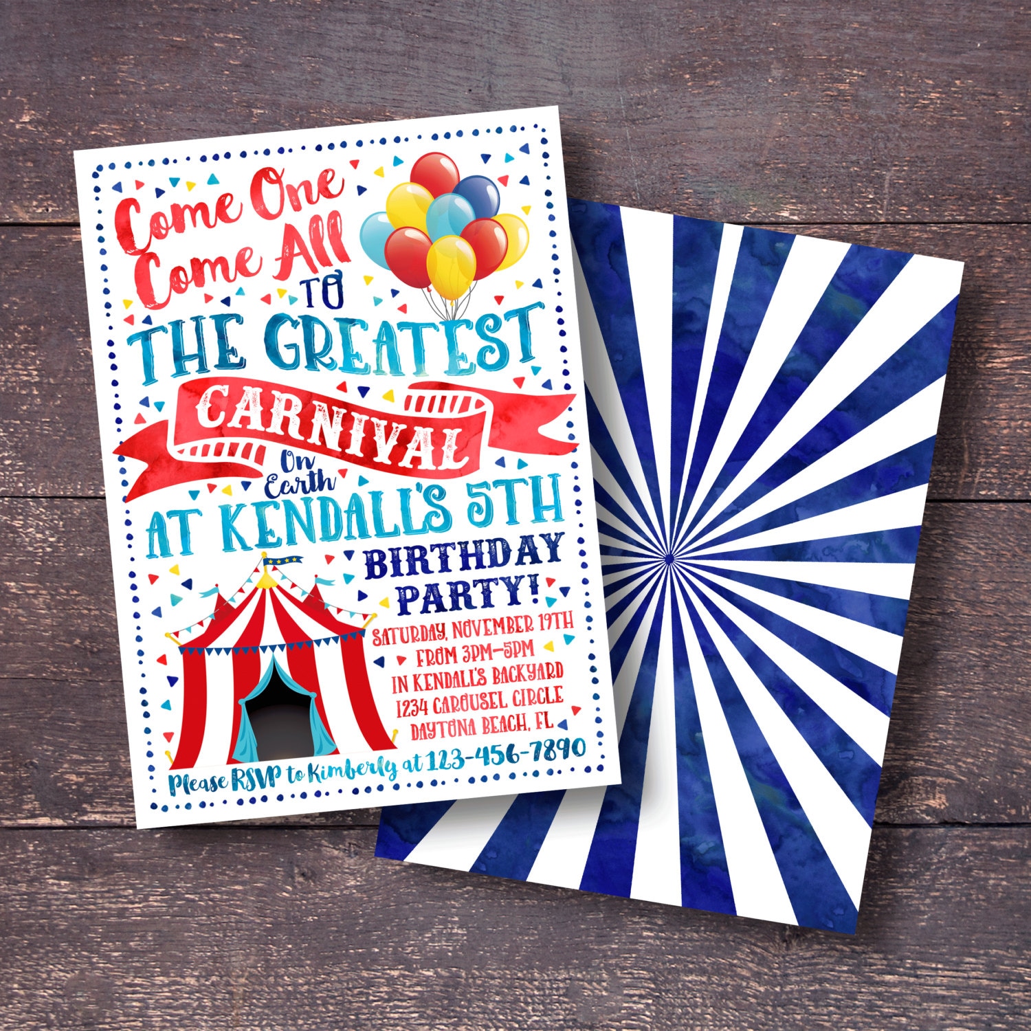 Carnival Invitation Carnival Birthday Invitation Circus Etsy