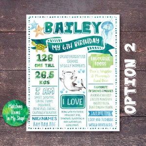 Printable Submarine Sea Animals Themed 1st First Birthday UTS2 Under The Sea Milestone Board Ocean Party Decoration DIGITAL DOWNLOAD