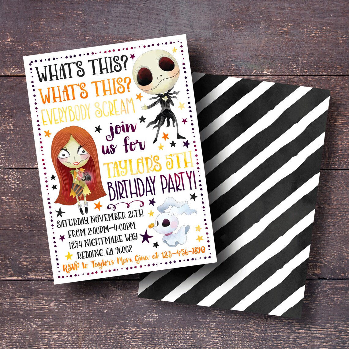 The Nightmare Before Christmas Invitation Halloween Etsy