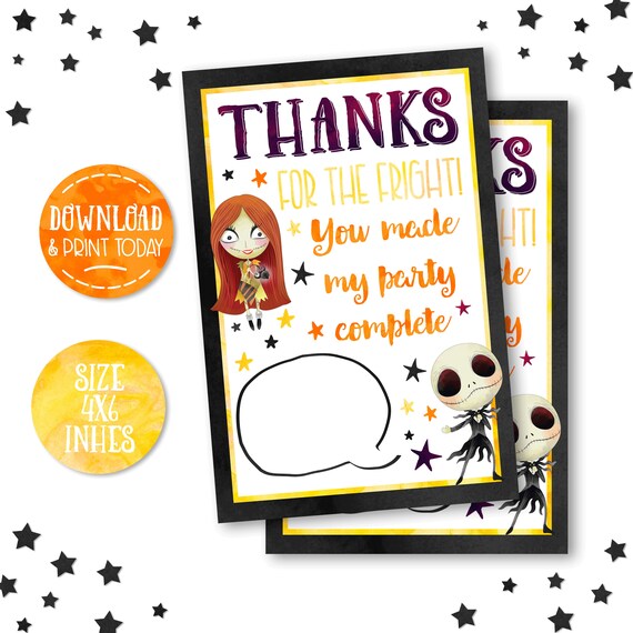 Printable Nightmare Before Christmas Thank You Card Nightmare | Etsy