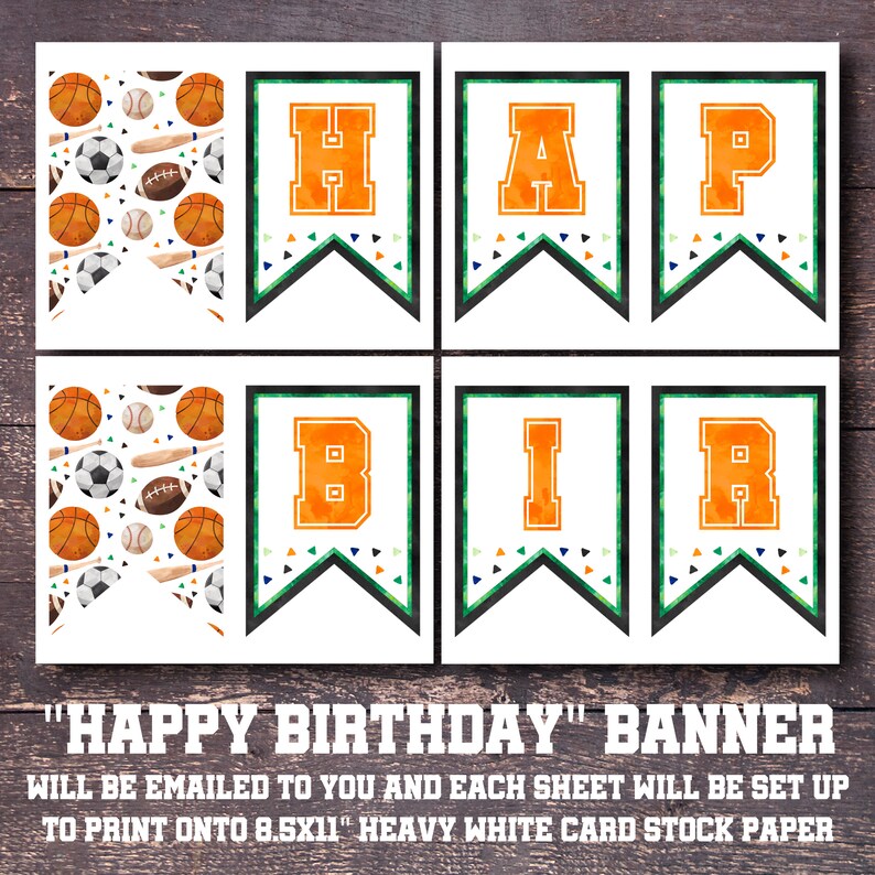 Sports Birthday Banner Printable Sports Party Decorations Etsy