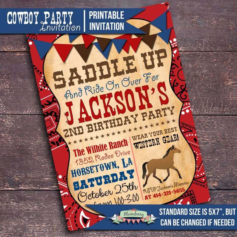 Printable Cowboy Party Invitation Western Party Invitation Etsy