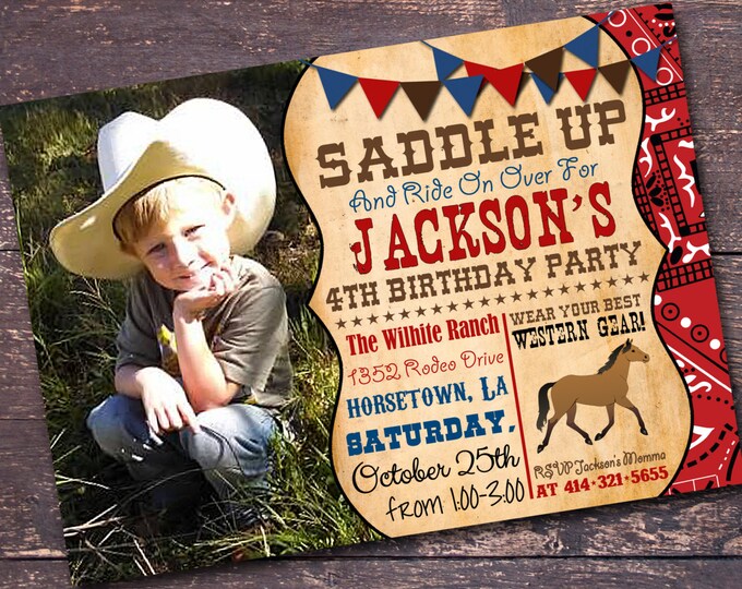 Western Party Invitation Cowboy Party Invitation Western Etsy