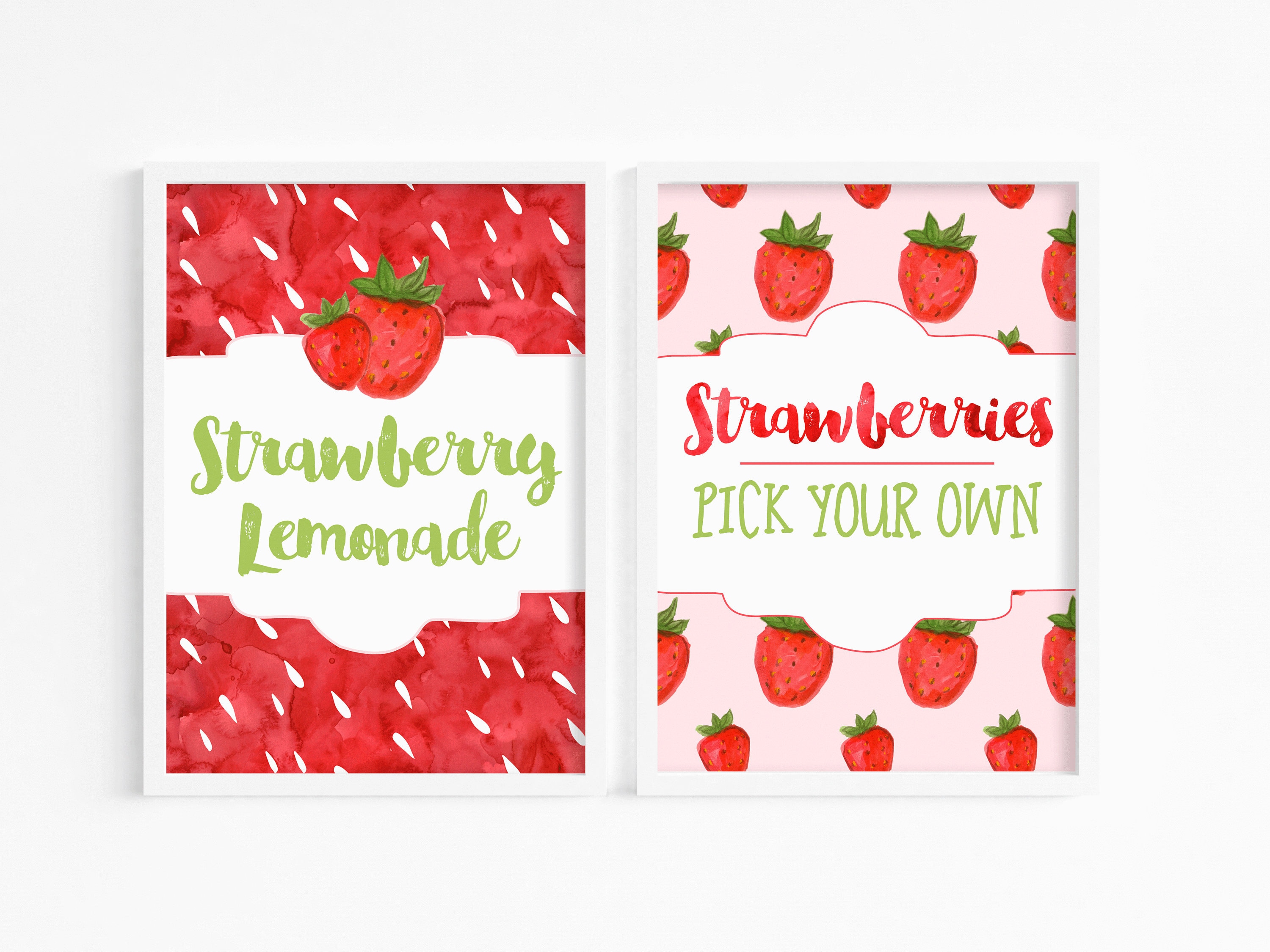 Set of 2 Strawberry Signs Strawberry Party Signs 5x7 | Etsy