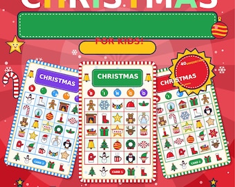 Tarjetas de Bingo Navideño: 50 tarjetas imprimibles en PDF con tarjeta maestra y marcadores.