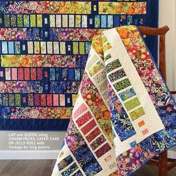 Bar Hop Quilt Lap or Queen Quilt Pattern Charm Pack Layer Cake Jelly Roll RPQP BH145 Designed by Robin Pickens Wild Blossoms Fabrics Moda