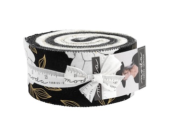 MODA Gilded by Alli K Design Jelly Roll 11530JR Metallic Text Floral Prints