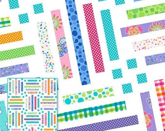 Quiltpatroon Color Me Crayons door zijn naaiwerk Emma ISE 130 57,5" x 76,5 inch quilt Jelly Roll Friendly Fiesta Moda