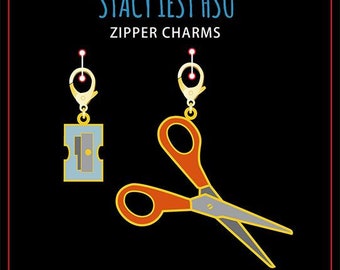 Sharpener and Scissor Enamel Zipper Pulls (Set of Two) Stacy Iest Hsu Back to School Zipper Charms SIH169 Moda Fabrics