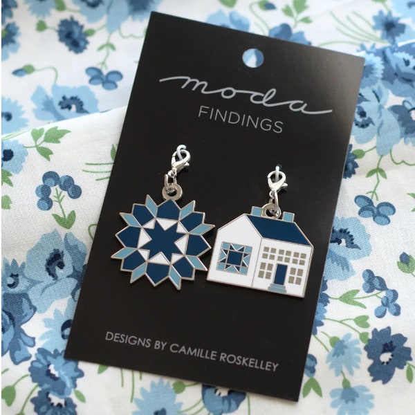 Shoreline Enamel Zipper Pulls (Set of Two) Swoon Block and House Thimble Blossoms Camille Roskelley TB110 Moda Fabrics