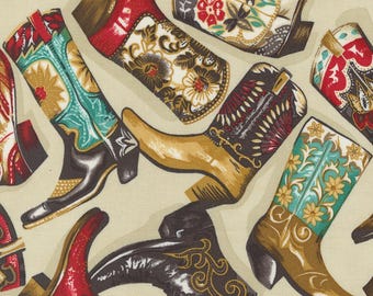 Moda Saddle Ranch Boots Trail Dust HALF YARD #33791-12 1/2 Yard Quilting Fabric