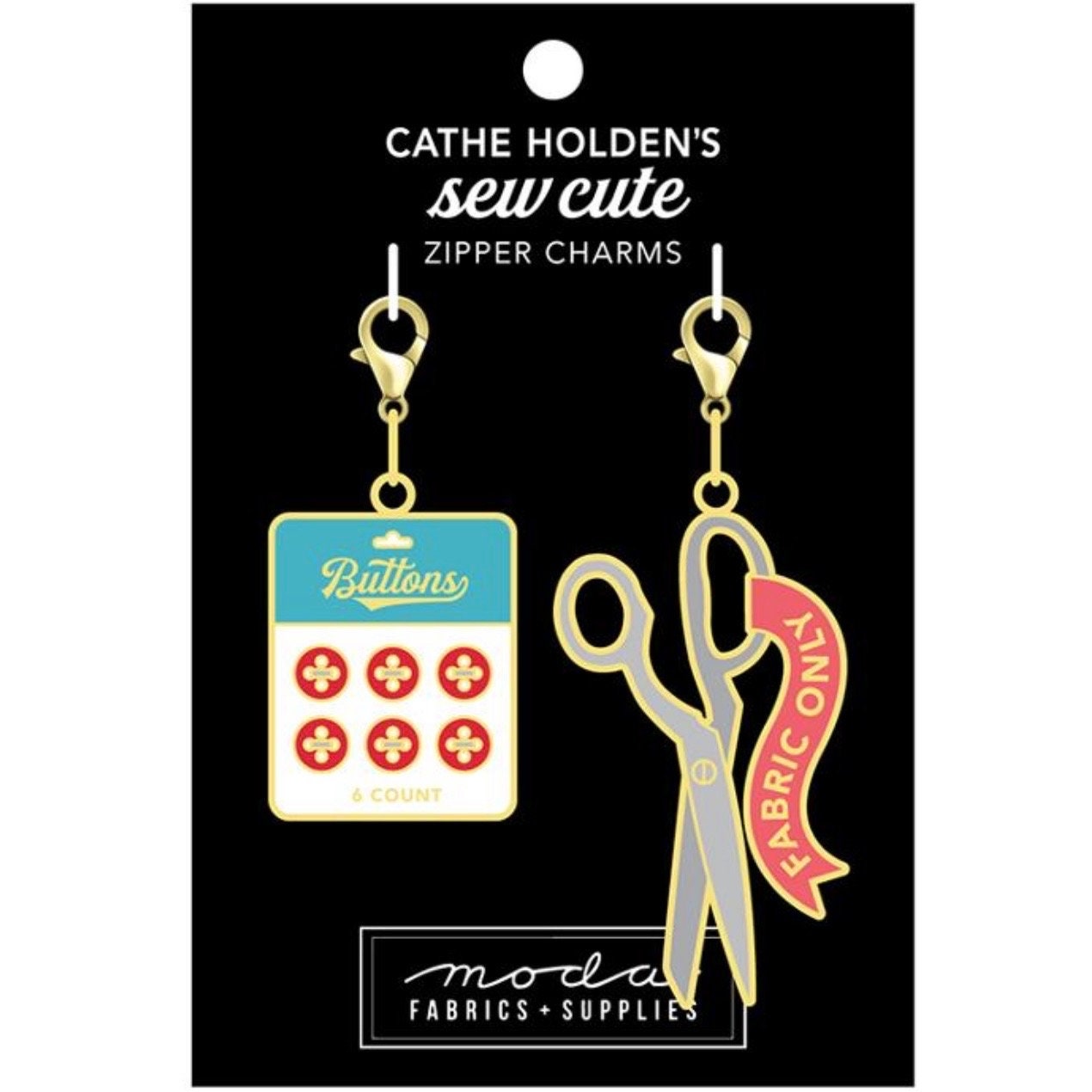 Cathe Holden's Sew Cute Buttons and Scissors Zipper Charms | Moda #CH102