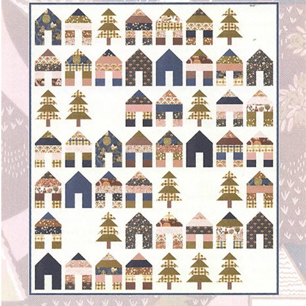 Community Quilt 65" x 78" Quilt Pattern GB 074 Designed by Natalie Crabtree for Gingiber Jelly Roll Friendly Quaint Cottage Fabrics Moda