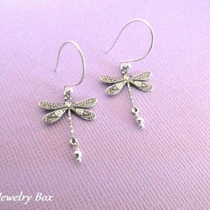 Silver dragonfly earrings, Little dragonfly earrings, Dragonfly jewelry, Insect earrings, Bug earrings, Silver dragonfly jewelry