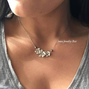 Silver flower necklace with little freshwater pearls, Flower necklace for women, Silver orchid necklace , Triple orchid necklace