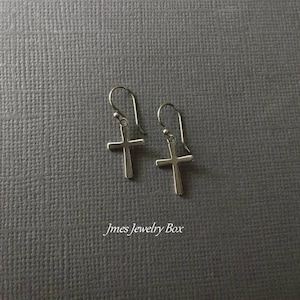 Tiny silver cross earrings, Little silver cross earrings, Simple cross earrings, Minimalist cross earrings, Christian jewelry