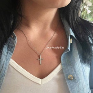 Silver cross necklace, Simple silver cross necklace, Cross jewelry, Christian jewelry, Dainty cross necklace