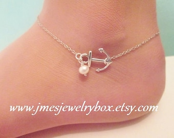 Simple Silver Anklets Brown Woven Waxed Cord Bell Tiny Small Skinny Dianty