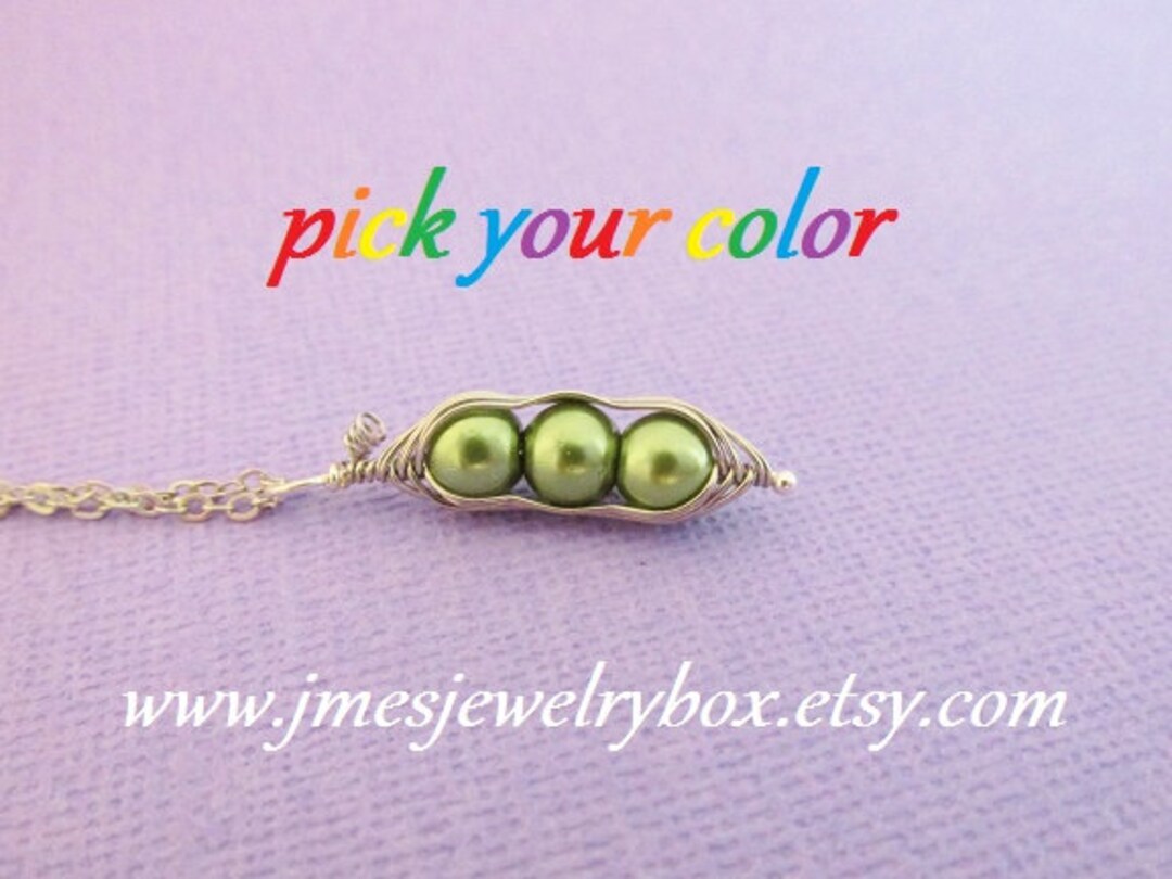 Three Peas in a Pod Necklace, Pea Pod Necklace, Peas in a Pod Necklace