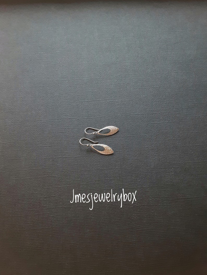 Tiny silver leaf earrings, Silver leaf earrings, Little leaf earrings, Simple earrings, Little dangle earrings image 1