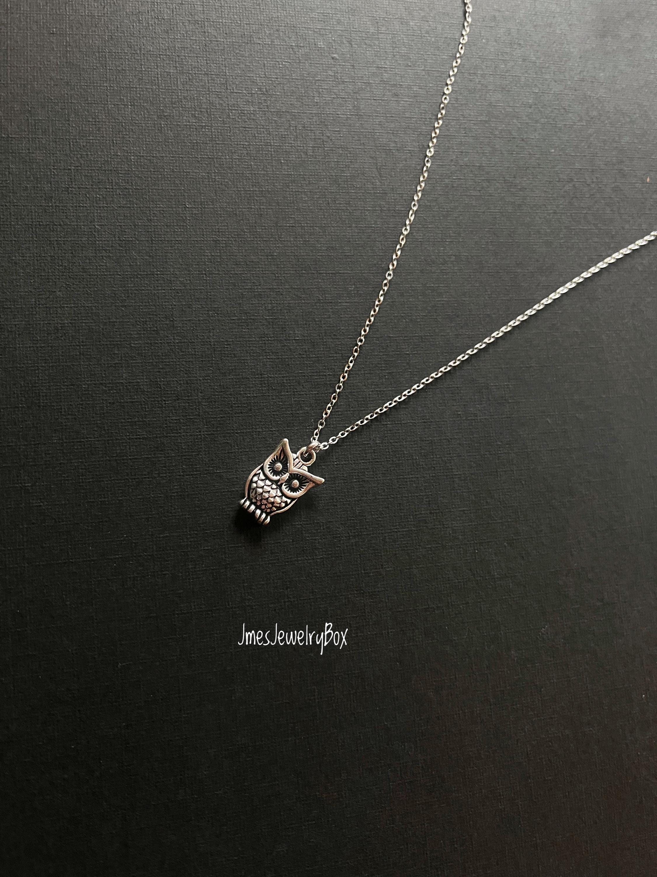 Tiny silver owl necklace, Silver owl pendant, Sweet little owl necklace, Silver owl jewelry