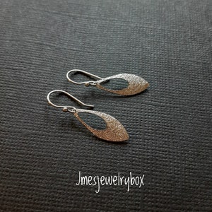 Tiny silver leaf earrings, Silver leaf earrings, Little leaf earrings, Simple earrings, Little dangle earrings image 2