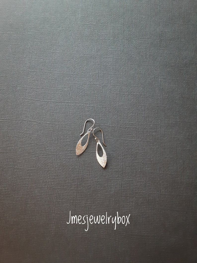 Tiny silver leaf earrings, Silver leaf earrings, Little leaf earrings, Simple earrings, Little dangle earrings image 3