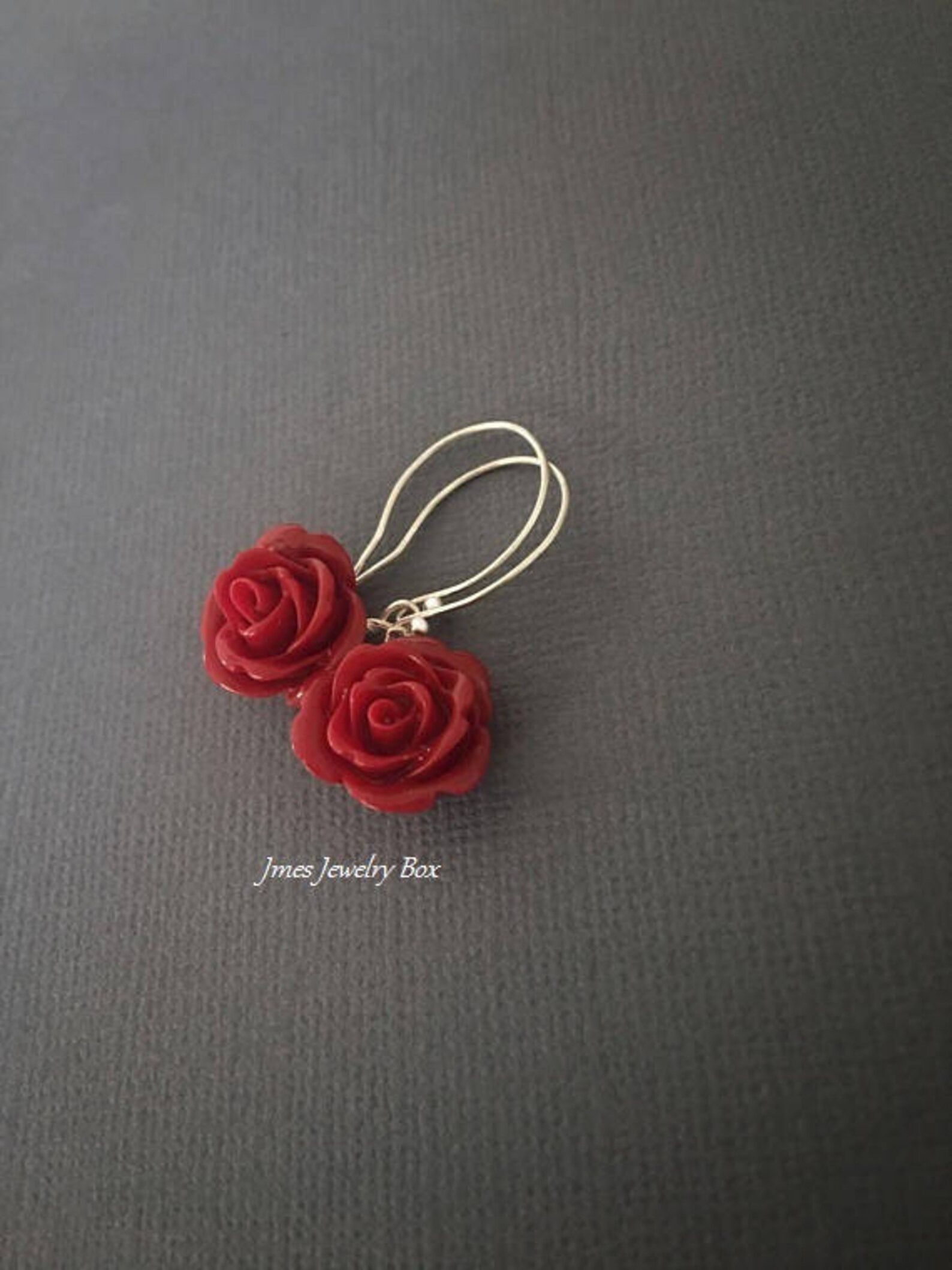 Red Rose Earrings, Rose Earrings, Red Flower Earrings, Beauty and the ...