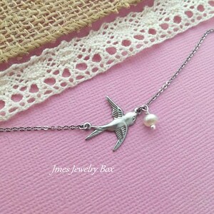 Silver flying bird anklet, Silver sparrow anklet, Silver dove anklet image 5