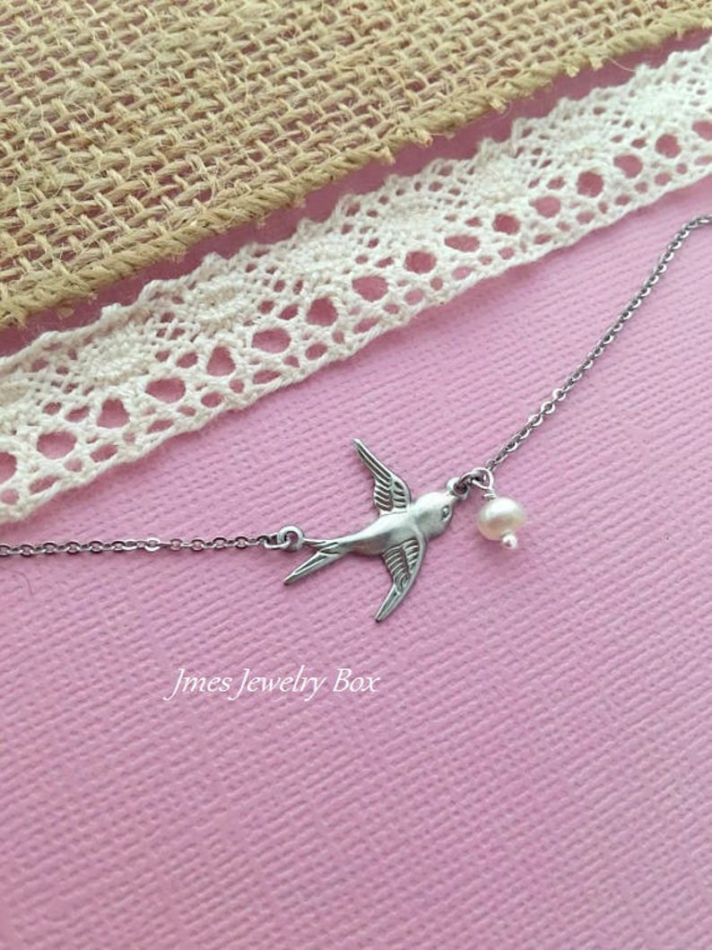 Silver flying bird anklet, Silver sparrow anklet, Silver dove anklet image 5