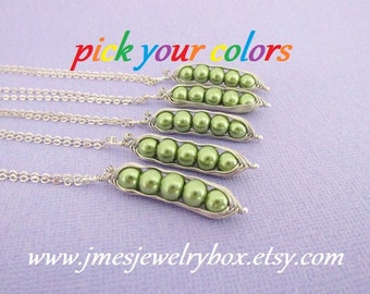 Five peas in a pod necklace set, 5 peas in a pod necklace set, five best friends necklace set, 5 best friends necklace set, five sisters