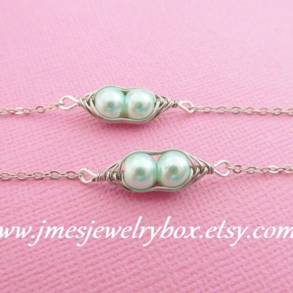 Two peas in a pod best friend bracelet set, Best friends bracelet set, 2 peas in a pod, Pea pod bracelet