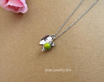 Pea pod necklace, One pea in a pod necklace, Wire wrapped pea pod necklace