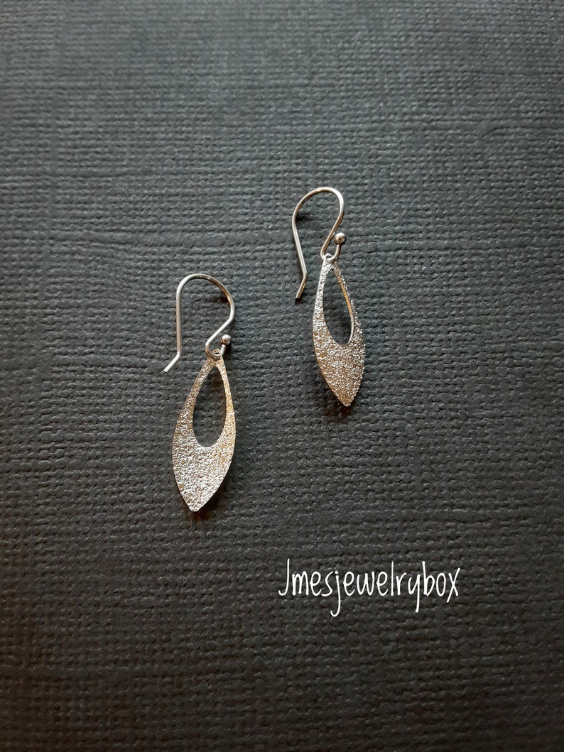 Tiny silver leaf earrings, Silver leaf earrings, Little leaf earrings, Simple earrings, Little dangle earrings image 4