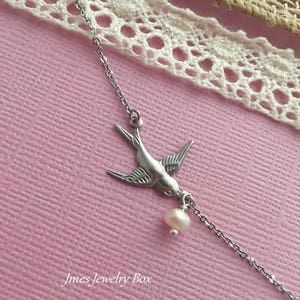 Silver flying bird anklet, Silver sparrow anklet, Silver dove anklet image 6