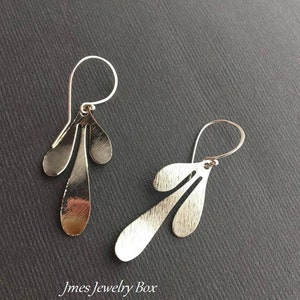 Silver leaf drop earrings, Big silver leaf earrings, Textured earrings, Simple earrings, Silver earrings, Filigree earrings image 5