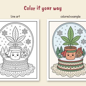 Stoner Christmas Coloring Book PDF 18+, Freshly Chilled 420 Holiday Girl's Night, 30 Trippy Printable Adult Coloring Pages, Xmas Gift image 3