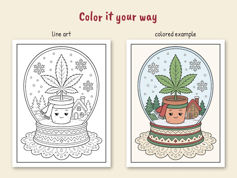 Stoner Christmas Coloring Book PDF 18+, Freshly Chilled 420 Holiday Girl's Night, 30 Trippy Printable Adult Coloring Pages, Xmas Gift image 3