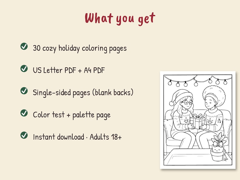 Stoner Christmas Coloring Book PDF 18+, Freshly Chilled 420 Holiday Girl's Night, 30 Trippy Printable Adult Coloring Pages, Xmas Gift image 4