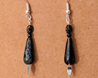 Glass bead earrings, blue bead earrings, glass earrings, drop earrings, dangle earrings, Czech bead earrings, faceted bead