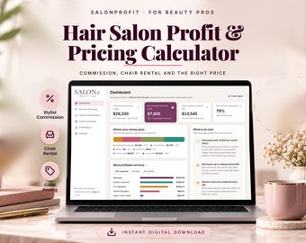 Hair Salon Business Calculator, Hair Stylist Pricing and Commission Calculator, Chair Rental vs Commission Profit Tracker