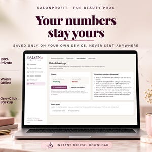 Private offline salon calculator with one-click backup and restore
