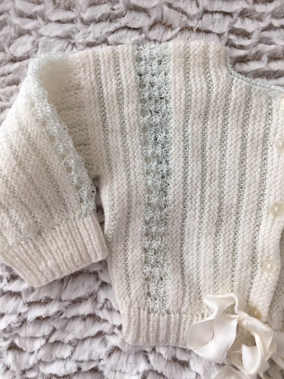 Exquisite Handmade Infant Sweater 0-3 Months - image 6