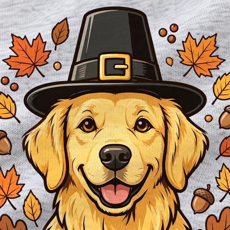 Grateful Golden Thanksgiving shirt — design close-up