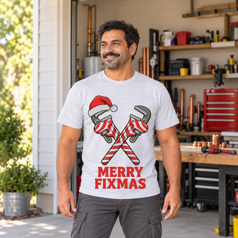 Fixmas Plumber Christmas shirt — lifestyle photo