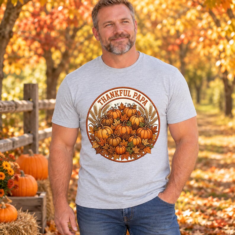Thankful Papa Thanksgiving shirt — lifestyle photo