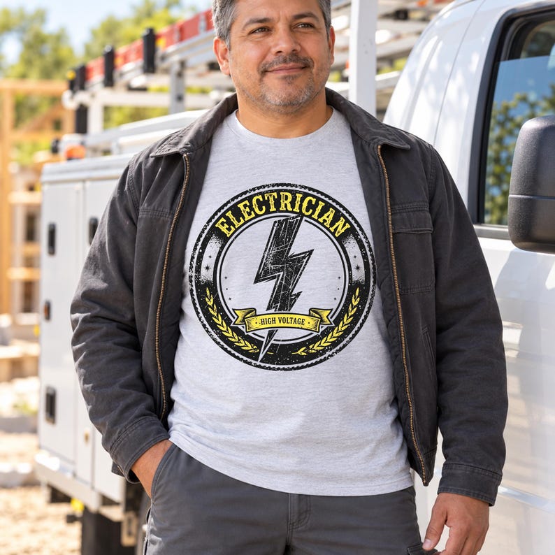 Electrician Badge shirt — lifestyle photo